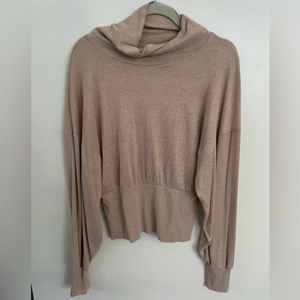 Free People Cowl Neck Sweater in Beige